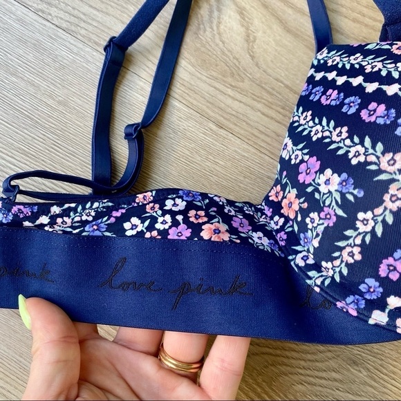 PINK by VS Wear Everywhere Push-up Blue & Pink Floral Bra - Picture 4 of 8